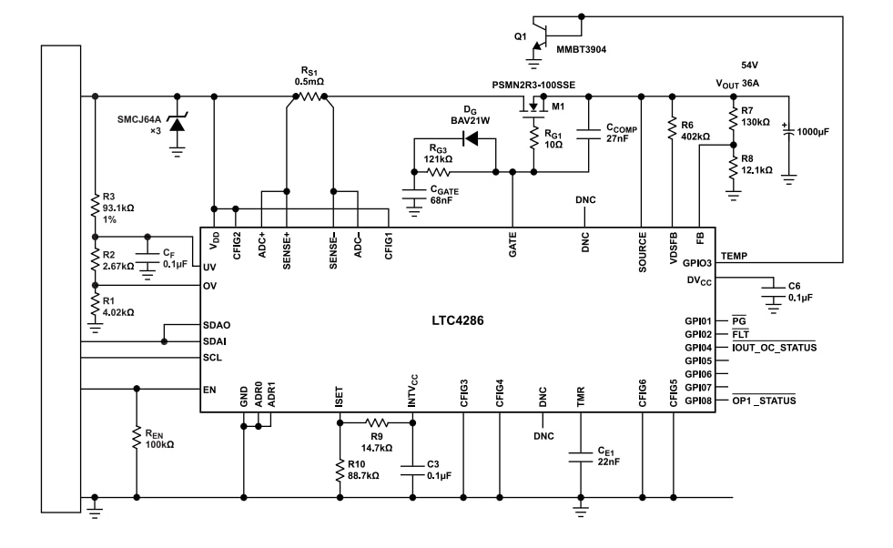 Blockdiagramm - Analog Devices Inc. LTC4286 Leistungsstarker Hot-Swap-Controller
